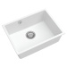 Sink Quality Crypton 60, kuchynský granitový drez 535x400x205 mm + chrómový sifón, biela, SKQ-CR