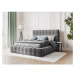 Sivá čalúnená dvojlôžková posteľ s úložným priestorom s roštom 200x200 cm Bali – Cosmopolitan De