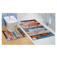Bellatex Sada kúpeľňových predložiek Drevená podlaha 3D, 60 x 100 cm, 60 x 50 cm
