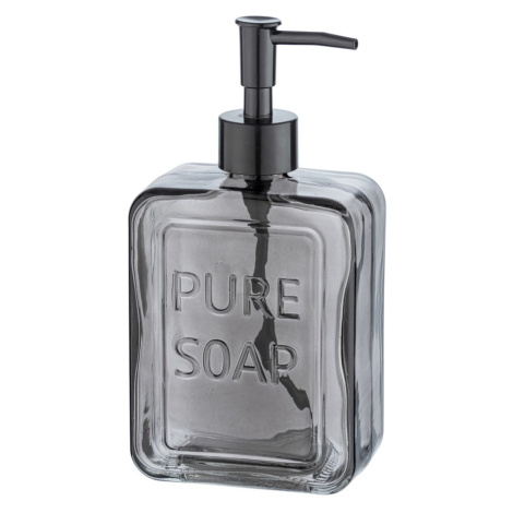 Sivý sklenený dávkovač na mydlo Wenko Pure Soap