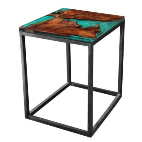 Sconto Odkladací stolík RESIN 40x40 cm, zelená/sivá Houseland