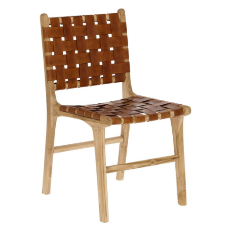 Kožené jedálenské stoličky v koňakovohnedo-prírodnej farbe v súprave 2 ks Calixta – Kave Home