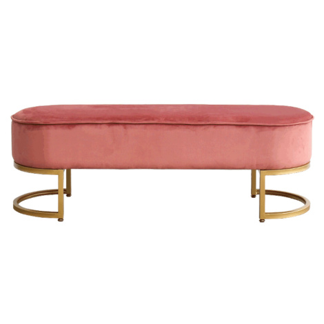 Dizajnová lavica, ružová Velvet látka/gold chróm-zlatý, MIRILA NEW Tempo Kondela