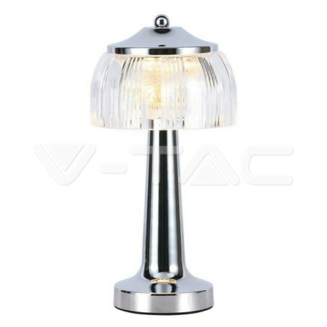 Stolová LED lampa 1800 mAh Batéria D: 13,5 * 26,5 Chrómové telo 3IN1 VT-1048 (V-TAC)