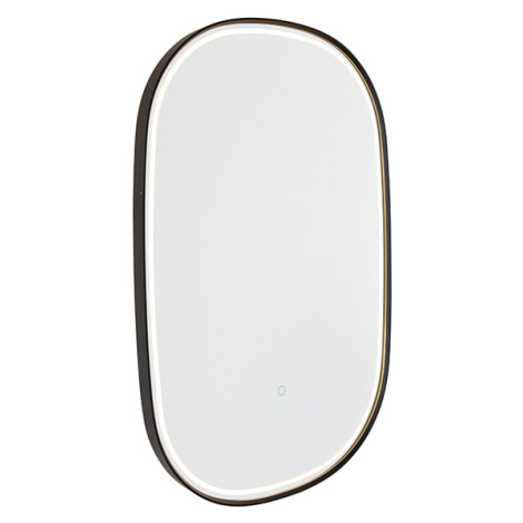 Kúpelňové zrkadlo čierne vrátane LED s dotykovým stmievačom oválne - Miral