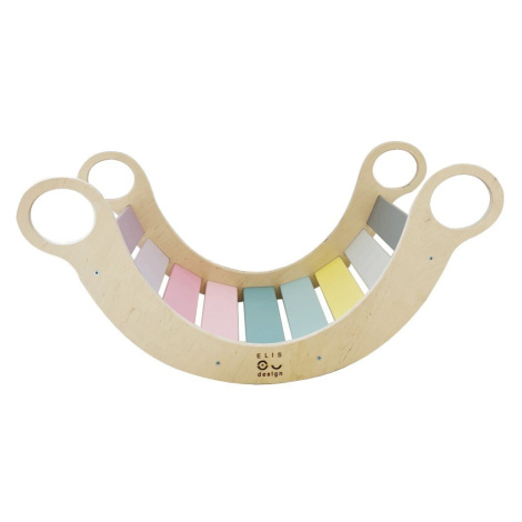 ELIS DESIGN Montessori hojdačka 5in1 light - natur okraje, dúhové dosky