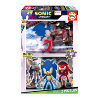 Puzzle Sonic Prime Educa 2x100 dielov svietiace od 6 rokov