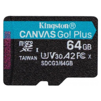 Kingston MicroSDXC karta 64GB Canvas Go! Plus, R:170/W:70MB/s, Class 10, UHS-I, U3, V30, A2