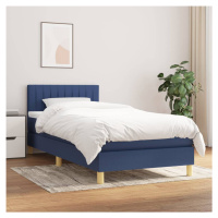 vidaXL Posteľný rám boxspring s matracom modrý 90x200 cm látka