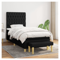 vidaXL Posteľný rám boxspring s matracom čierny 90x190 cm látka