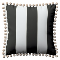 Dekoria Viera s brmbolcami, bielo-čierne pásy, 45 x 45 cm, Vintage 70's, 137-53