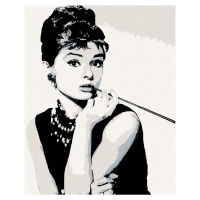 Diamantové maľovanie - AUDREY HEPBURN ČIERNOBIELA Rámovanie: vypnuté plátno na rám, Rozmer: 40x5