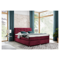 Expedo Čalúnená posteľ boxspring MODLA + topper, 180x200, bordová (czerwone wino)