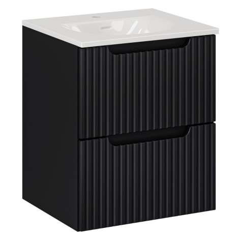 Závěsná skříňka Nova Black I se zápustným umyvadlem 50 cm černá/bílá Comad