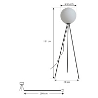 Stojacia lampa Lucande Kestralia, biela, sklo, Ø 35 cm, E27