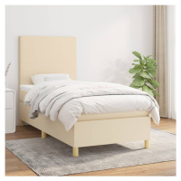 vidaXL Posteľný rám boxspring s matracom krémový 90x190 cm látka