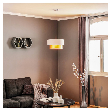Závesná lampa Dorina, krémová/zlatá Ø 40 cm Maco Design
