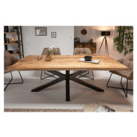 Estila Industriálny jedálenský stôl Comedor z lakovaného masívneho dreva s čiernou kovovou podst