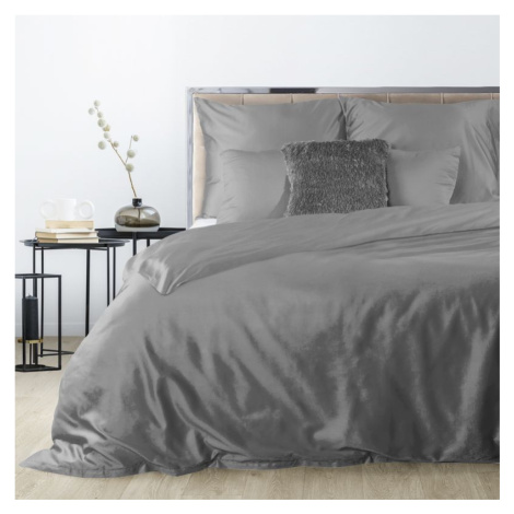 Sivé posteľné obliečky DINA z vysoko kvalitného bavlneného saténu 140x200 cm, 70x80 cm Eurofirany