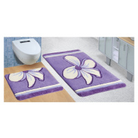 Bellatex Sada kúpeľňových predložiek Ultra Kvet fialová, 60 x 100 cm, 60 x 50 cm