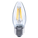 Sviečková LED žiarovka E27 4,5 W 827 filament číra