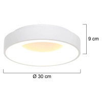 Stropné svietidlo Ringlede LED, 2 700 K, Ø 30 cm, biela, kov