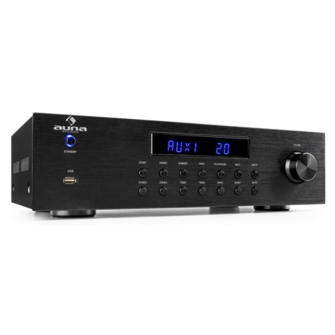 Auna AV2-CD850BT, 4-zónový stereo zosilňovač, 8 x 50 W RMS, bluetooth, USB, CD, čierny