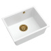 Sink Quality Crypton 55, kuchynský granitový drez 460x375x205 mm + zlatý sifón, biela, SKQ-CRY.W