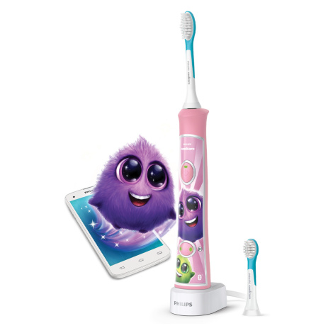 Sonická elektrická zubná kefka pre deti s aplikacií Philips Sonicare for Kids Pink HX6352/42