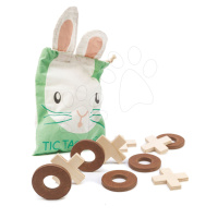 Drevená logická hra Tic Tac Toe Tender Leaf Toys 5 krúžkov a 5 krížov v plátenom vrecúšku