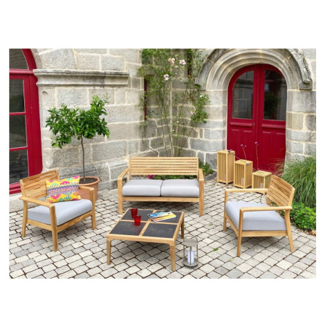 Sivý záhradný lounge set z teakového dreva pre 4 Aquariva - Ezeis