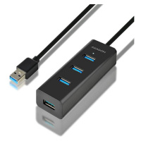 AXAGON HUE-S2BL, 4x USB3.0 Nabíjací rozbočovač 1.2 m kábel, napájanie micro USB. konektor