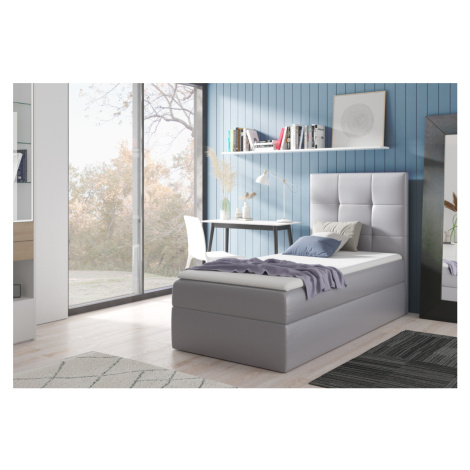 Expedo Čalúnená posteľ boxspring MANA 2 + topper, 80x200, sivá, pravá