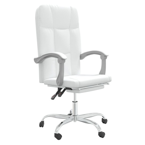 vidaXL Sklápacie masážne kancelárske kreslo biele umelá koža