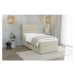 Béžová čalúnená jednolôžková posteľ s úložným priestorom s roštom 80x200 cm Lena – Ropez
