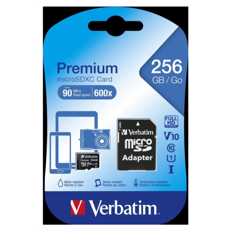 VERBATIM MicroSDXC karta 256GB Premium, U1 + adaptér