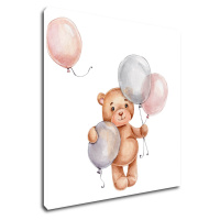 Impresi Obraz Medvedík s farebnými balóniky - 30 x 30 cm