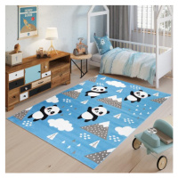 Modrý koberec s pandami