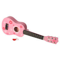Drevená gitara ružová s kvetmi