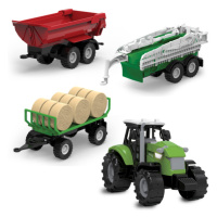 FARM SERVICE - SET Traktor s tromi valníkmi so svetlami a zvukmi