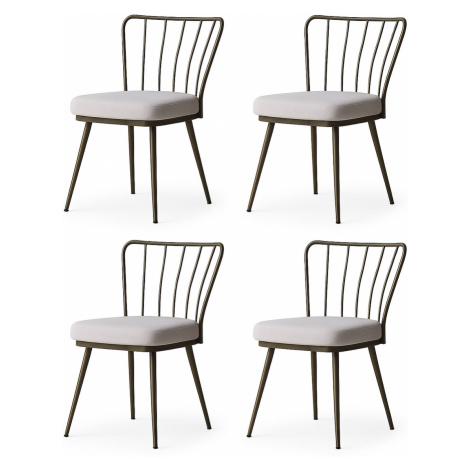 Súprava jedálenských stoličiek Yildiz Cream and Brown, 4 ks, 4 ks