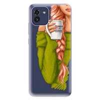 Odolné silikónové puzdro iSaprio - My Coffe and Redhead Girl - Samsung Galaxy A03