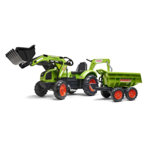 FALK šliapací traktor 2070W Claas backhoe s prednou a zadnou lyžicou a prívesom