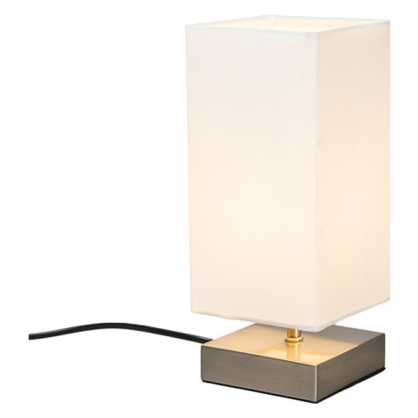 Moderná stolná lampa biela s oceľou - Milo QAZQA