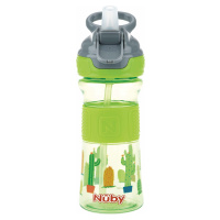 NUBY Fľaša športová s mäkkou sklopiteľnou slamkou 360 ml, zelená, 3+