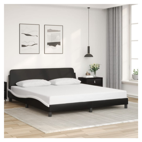 vidaXL Posteľný rám s čelom čierno-biely 180x200 cm umelá koža