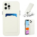 Samsung Galaxy A22 5G SM-A226B, silikónové puzdro s držiakom kariet, Wooze Card Slot, biele, tov
