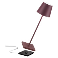 Zafferano Poldina stolová lampa batérie IP65 bordó