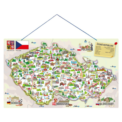 Woody Puzzle 3 v 1 Magnetická mapa ČR s obrázkami a spoločenská hra 185 dielikov