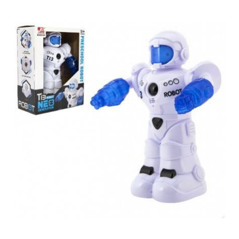 Robot jazdiaci plast 26cm Ang. hovoriace na batérie so svetlom so zvukom v krabici 22x28x11cm